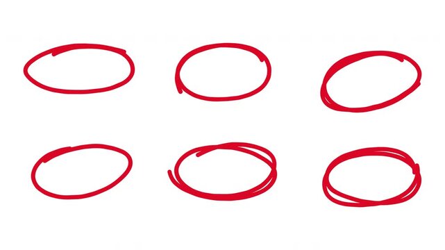 Hand Drawn Red Circle Doodle Animation &ndash; Transparent Background