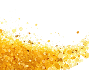 Close-up of golden sand grains against a black background, with irregular border