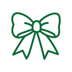 Simple green ribbon bow icon for decoration and celebration