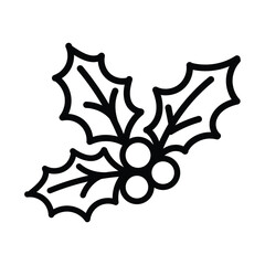 Classic holly sprig with berries, a simple festive symbol for winter holidays.
