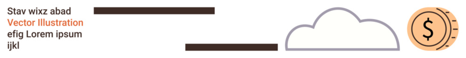 Cloud computing, financial technology, digital currency, online banking, innovation, data storage. A minimalistic design with a cloud and a coin icon. Cloud technology and financial innovation theme