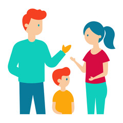Fototapeta premium Family talking together in a modern flat style