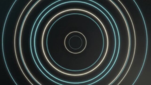 "Gentle expanding circle waves with thin luminous rings radiating outward on muted gradient background, modern geometric minimal abstract b-roll for corporate presentations branding and ui design"