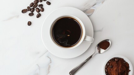 Coffee Collection: Assorted Hot & Iced Coffee in Disposable Paper Cups, Glass Mugs, Plastic Cups & Ceramic Mugs (Layered, Creamy, Black) with Coffee Beans & Varied Backgrounds for Beverage, Culinary, 