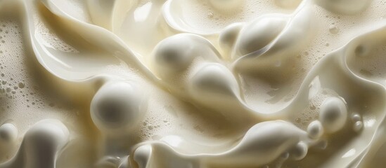 Creamy Waves: Abstract Texture of Smooth, Bubbling White Liquid Surface
