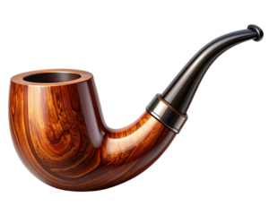 A classic vintage wooden tobacco pipe displayed in a clean side profile, featuring a