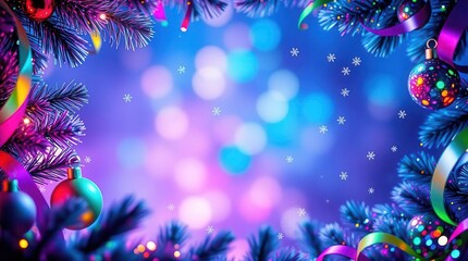 A bright Christmas card with beautiful winter decorations for the holiday