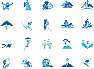 Adventure Sport Kayaking Rafting Trekking Icon