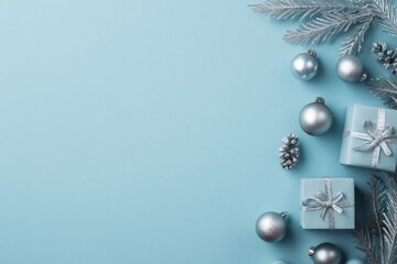 christmas background with christmas balls copy space