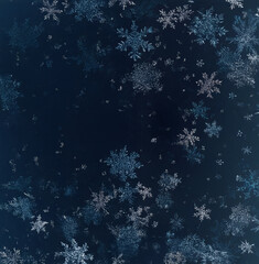 Blue winter Christmas background with snowflakes