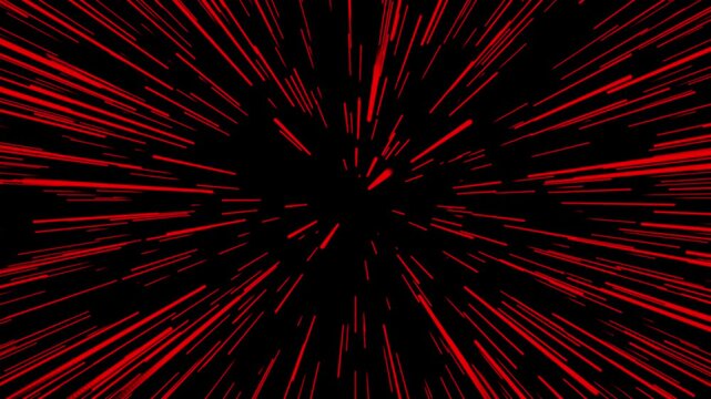 Hyperspace Jump with red Warp Speed Visual Animation of a stunning space themed background and shining starburst in a seamless loop 