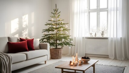 Modern living room interior design with fireplace, luxury sofa, and wooden floor