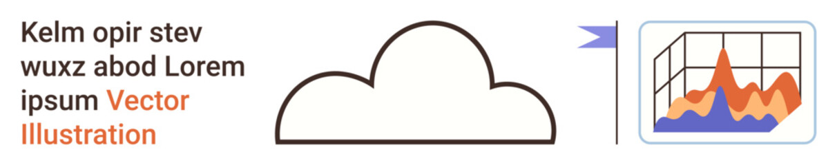 Data analytics, cloud computing, information visualization, business intelligence, technology trends, cloud trends. Graphic combining cloud symbol and analytics chart. Data analytics and cloud