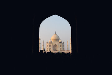 Taj Mahal Framed Through Dark Archway – Dramatic Monument Silhouette
