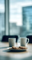 Coffee and Cookies Break in Modern Office Setting.