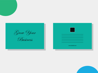 Teal Business Postcard Template – Minimal “Grow Your Business” Modern Marketing Design Mockup