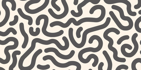 Bold Blue and Cream Abstract Geometric Seamless Pattern. Minimalist Greek Key or Tribal Maze Background.