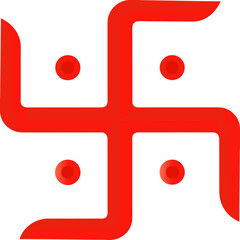 Red Hindu Swastik Symbol in Vector illustration