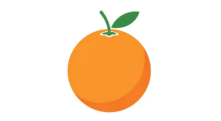 Bright orange fruit with green leaf and stem