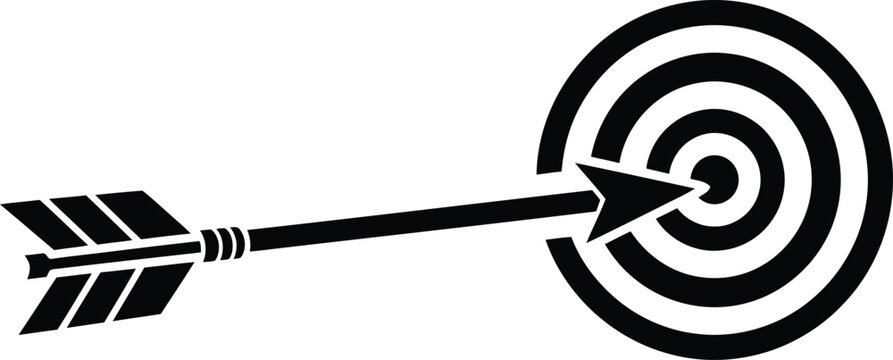 Marketing focus concept with bold accuracy arrow in simple silhouette art Vector illustration