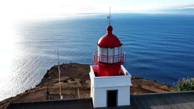 Ponta do Pargo Lighthouse Madeira Island Portugal aerial view overlooking the Atlantic Ocean on a sunny day