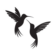 Obraz premium Flying Hummingbird Silhouette Pair – Elegant Bird Illustration for Nature, Wildlife, Logo, and Decorative Designs