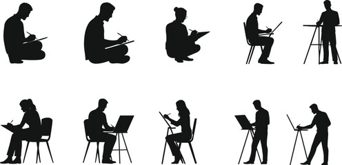 Vector silhouette and outline collection of business people shaking hands, illustrating professional collaboration, partnership agreement, successful negotiation, and corporate cooperation concepts.