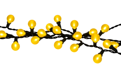 String lights glowing warmly against a black background