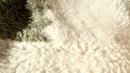 close-up of abstract fluffy textures in dark olive green light sage green and creamy white with soft fibrous strands and blended color sections