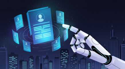 An AI assistant automates the global recruitment process by scanning candidate resumes. This smart human resources system selects the best profiles for the company's workforce. Fermion