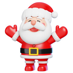 Cute 3D Cheerful Santa Claus Character Isolated. Merry Christmas Cartoon Mascot.
