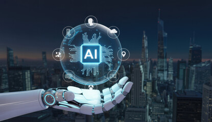 A generative AI assistant displays its core platform capabilities. This technology demonstrates its use in business automation, data analysis, and creating innovative solutions. Fermion