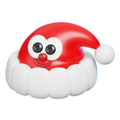 Cute 3D Santa Claus Hat Character Isolated. Christmas Cartoon Mascot.