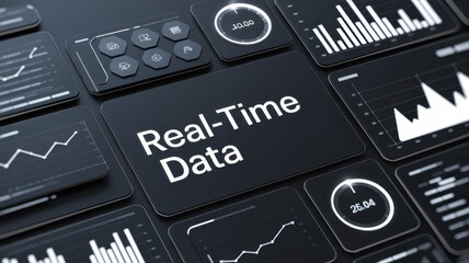 Engaging Graphic Depicting Real-Time Data Analysis With Futuristic User Interface and Analytical Metrics. Asymptotic smart data analytic. 
