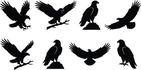 Detailed Black Silhouette Vector Set of Track and Field Runners and Athletes in Action, Depicting Sprinting, Hurdles, Long Jump, and Starting Positions.