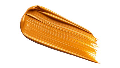 textured abstract orange yellow color paint stroke isolated on transparent background, png