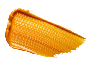 textured abstract orange yellow color paint stroke isolated on transparent background, png