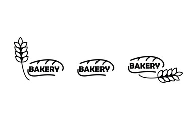 Bakery logo designs with wheat ears in minimalist style for branding and design