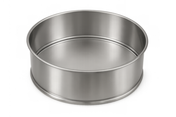 Empty round metal non-stick cake pan for baking on transparent background, bakeware for kitchen and food preparation