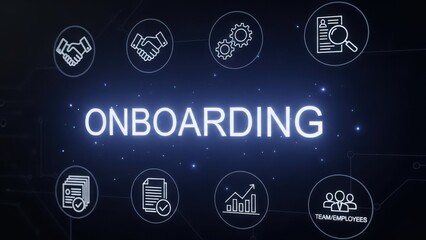 Onboarding process graphic illustration for business and recruitment