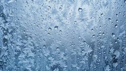 Obraz premium Abstract blue textured background with water droplets and ice patterns