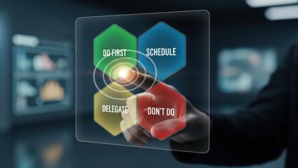 Time Management Matrix Prioritization with Man Hand Illustration