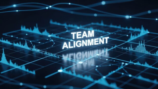 Team alignment concept displayed on digital data analysis chart