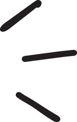 Minimalist composition of three irregular hand-drawn black lines in a simple, abstract graphic style