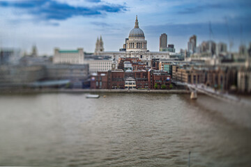View of st paul cathedral and millennium bridge in london