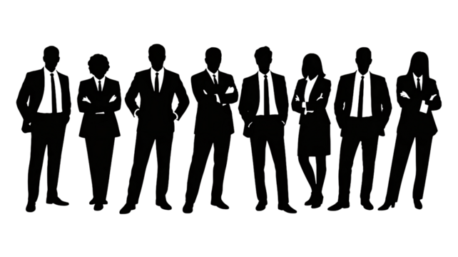 Silhouette figures stand together in solidarity and darkness