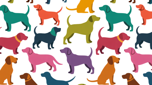 Vibrant colorful dog pattern adds a playful touch to any design project