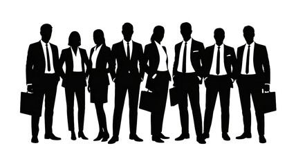 Powerful business team standing together in the dark, confident future