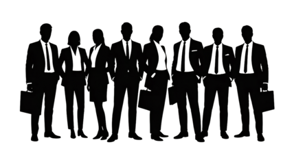 Powerful business team standing together in the dark, confident future