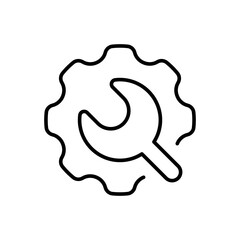 Gears vector icon. editable line icon in outline style with tool symbols